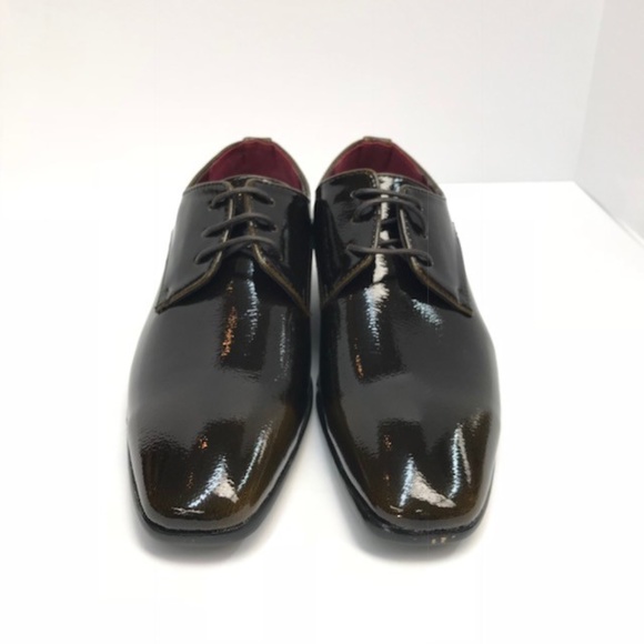 E.J. Samuel Men's Dress Shoes Brown Patent Leather Look Man Made Material - Picture 1 of 5